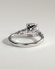 Maggie - Round Claw Solitaire with Pear Accents and Round Shoulder Stones Engagement Ring - 18k White Gold High Setting