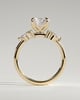 Maggie - Round Claw Solitaire with Pear Accents and Round Shoulder Stones Engagement Ring - 18k Yellow Gold High Setting
