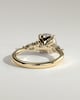 Maggie - Round Claw Solitaire with Pear Accents and Round Shoulder Stones Engagement Ring - 18k Yellow Gold High Setting