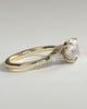 Maggie - Round Claw Solitaire with Pear Accents and Round Shoulder Stones Engagement Ring - 18k Yellow Gold High Setting