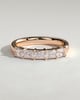 Maia - Radiant East West Accent Stone with Closed Basket Setting Wedding Ring - 18k Rose Gold