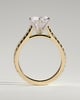 Maisy - 6 Claw Cathedral Round Solitaire with French Pav - 18k Yellow Gold / 18k White Gold