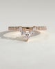 Mara - Pear Round Accent Stone with Curved Pave Band Wedding Ring - 18k Rose Gold