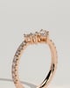 Mara - Pear Round Accent Stone with Curved Pave Band Wedding Ring - 18k Rose Gold