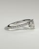 Mara - Pear Round Accent Stone with Curved Pave Band Wedding Ring - 18k White Gold