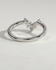 Mara - Pear Round Accent Stone with Curved Pave Band Wedding Ring - 18k White Gold