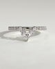 Mara - Pear Round Accent Stone with Curved Pave Band Wedding Ring - 18k White Gold