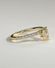 Mara - Pear Round Accent Stone with Curved Pave Band Wedding Ring - 18k Yellow Gold