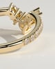 Mara - Pear Round Accent Stone with Curved Pave Band Wedding Ring - 18k Yellow Gold