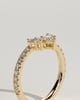 Mara - Pear Round Accent Stone with Curved Pave Band Wedding Ring - 18k Yellow Gold