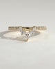 Mara - Pear Round Accent Stone with Curved Pave Band Wedding Ring - 18k Yellow Gold