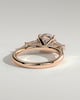 Marina - Round Claw Trilogy with Tapered Baguette Side Stones and Cathedral Setting Engagement Ring - 18k Rose Gold