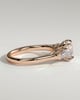 Marina - Round Claw Trilogy with Tapered Baguette Side Stones and Cathedral Setting Engagement Ring - 18k Rose Gold