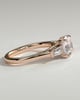 Marina - Round Claw Trilogy with Tapered Baguette Side Stones and Cathedral Setting Engagement Ring - 18k Rose Gold