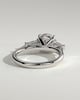 Marina - Round Claw Trilogy with Tapered Baguette Side Stones and Cathedral Setting Engagement Ring - 18k White Gold