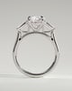 Marina - Round Claw Trilogy with Tapered Baguette Side Stones and Cathedral Setting Engagement Ring - 18k White Gold