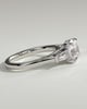 Marina - Round Claw Trilogy with Tapered Baguette Side Stones and Cathedral Setting Engagement Ring - 18k White Gold