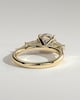 Marina - Round Claw Trilogy with Tapered Baguette Side Stones and Cathedral Setting Engagement Ring - 18k Yellow Gold