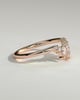 May - Pear Round Accent Stone with Curved Band Wedding Ring - 18k Rose Gold