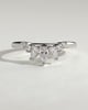 May - Pear Round Accent Stone with Curved Band Wedding Ring - 18k White Gold