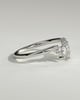 May - Pear Round Accent Stone with Curved Band Wedding Ring - 18k White Gold