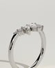 May - Pear Round Accent Stone with Curved Band Wedding Ring - 18k White Gold