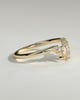 May - Pear Round Accent Stone with Curved Band Wedding Ring - 18k Yellow Gold