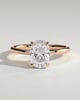 Melanie - Elongated Cushion Claw Solitaire with Wrap Around Hidden Halo Engagement Ring - 18k Rose Gold