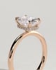 Melanie - Elongated Cushion Claw Solitaire with Wrap Around Hidden Halo Engagement Ring - 18k Rose Gold