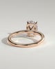 Melanie - Elongated Cushion Claw Solitaire with Wrap Around Hidden Halo Engagement Ring - 18k Rose Gold