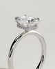 Melanie - Elongated Cushion Claw Solitaire with Wrap Around Hidden Halo Engagement Ring - 18k White Gold