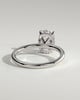 Melanie - Elongated Cushion Claw Solitaire with Wrap Around Hidden Halo Engagement Ring - 18k White Gold
