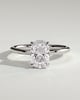 Melanie - Elongated Cushion Claw Solitaire with Wrap Around Hidden Halo Engagement Ring - 18k White Gold