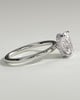 Melanie - Elongated Cushion Claw Solitaire with Wrap Around Hidden Halo Engagement Ring - 18k White Gold