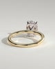 Melanie - Elongated Cushion Claw Solitaire with Wrap Around Hidden Halo Engagement Ring - 18k Yellow Gold / 18k White Gold