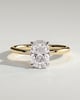 Melanie - Elongated Cushion Claw Solitaire with Wrap Around Hidden Halo Engagement Ring - 18k Yellow Gold / 18k White Gold