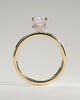 Melanie - Elongated Cushion Claw Solitaire with Wrap Around Hidden Halo Engagement Ring - 18k Yellow Gold / 18k White Gold