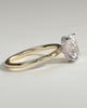 Melanie - Elongated Cushion Claw Solitaire with Wrap Around Hidden Halo Engagement Ring - 18k Yellow Gold / 18k White Gold