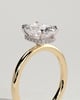Melanie - Elongated Cushion Claw Solitaire with Wrap Around Hidden Halo Engagement Ring - 18k Yellow Gold / 18k White Gold