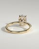 Melanie - Elongated Cushion Claw Solitaire with Wrap Around Hidden Halo Engagement Ring - 18k Yellow Gold