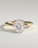 Melanie - Elongated Cushion Claw Solitaire with Wrap Around Hidden Halo Engagement Ring - 18k Yellow Gold