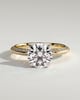 Melinda - 4 Claw Knife Edge Round Solitaire with Hidden Halo and Pav - 18k Yellow Gold / 18k White Gold