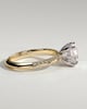 Melinda - 4 Claw Knife Edge Round Solitaire with Hidden Halo and Pav - 18k Yellow Gold / 18k White Gold
