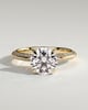 Melinda - 4 Claw Knife Edge Round Solitaire with Hidden Halo and Pav - 18k Yellow Gold