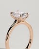 Melissa - Elongated Cushion Claw Solitaire with Petal Gallery, Accent Leaf Detail and Cathedral Setting Engagement Ring - 18k Rose Gold