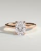 Melissa - Elongated Cushion Claw Solitaire with Petal Gallery, Accent Leaf Detail and Cathedral Setting Engagement Ring - 18k Rose Gold