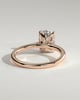 Melissa - Elongated Cushion Claw Solitaire with Petal Gallery, Accent Leaf Detail and Cathedral Setting Engagement Ring - 18k Rose Gold