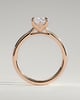 Melissa - Elongated Cushion Claw Solitaire with Petal Gallery, Accent Leaf Detail and Cathedral Setting Engagement Ring - 18k Rose Gold