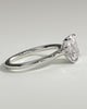 Melissa - Elongated Cushion Claw Solitaire with Petal Gallery, Accent Leaf Detail and Cathedral Setting Engagement Ring - 18k White Gold