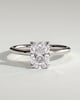 Melissa - Elongated Cushion Claw Solitaire with Petal Gallery, Accent Leaf Detail and Cathedral Setting Engagement Ring - 18k White Gold